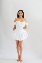 Dream Frost Bustier Corset Mini Bubble Dress in White
