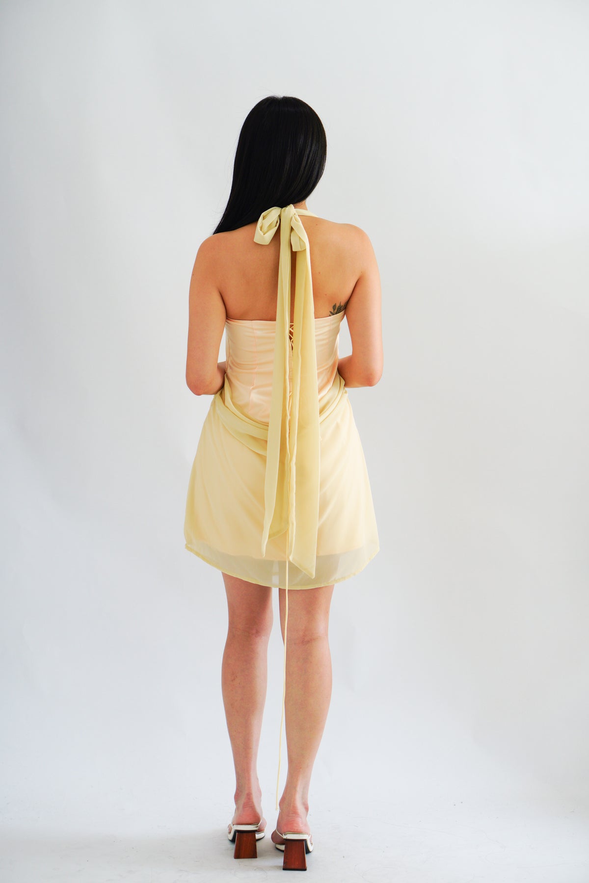 Golden Hour Halter Neck Mini Dress in Yellow