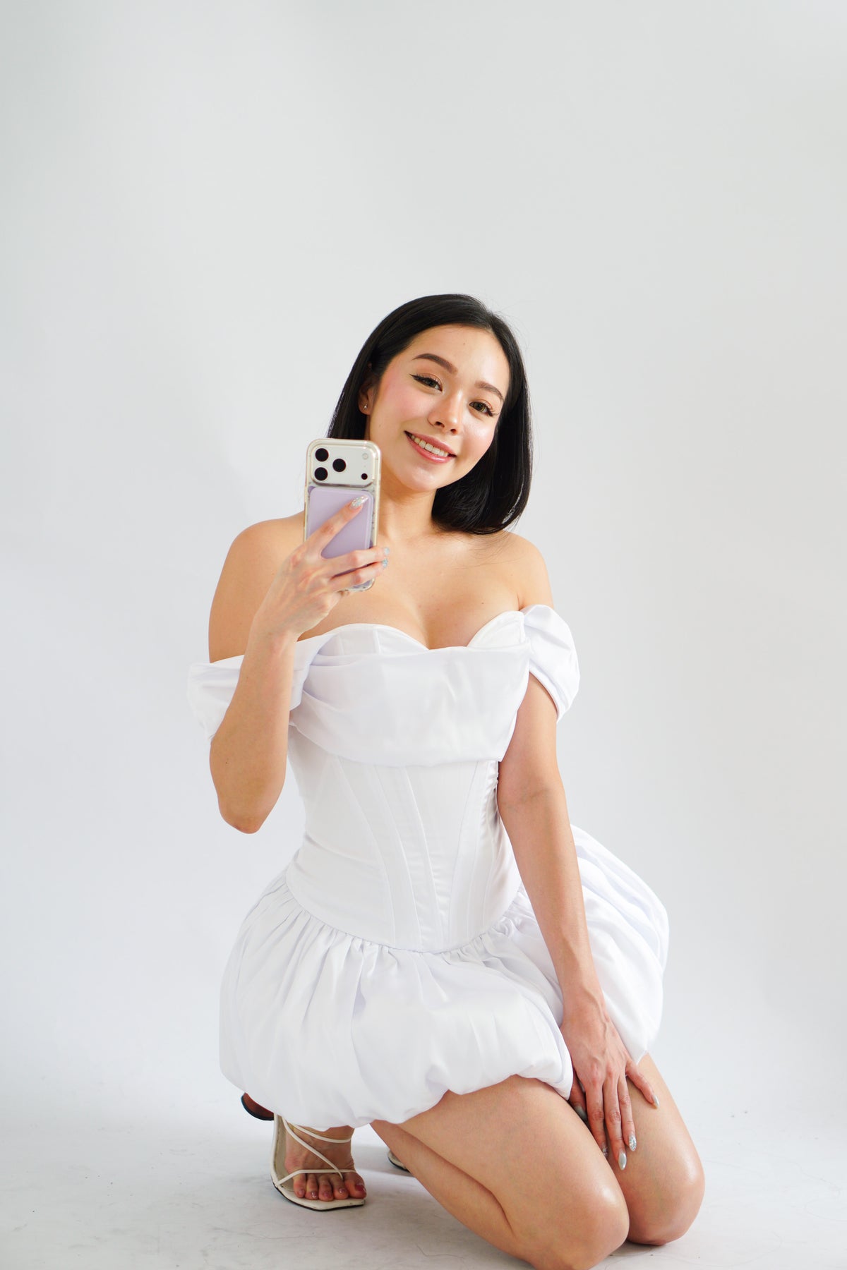 Dream Frost Bustier Corset Mini Bubble Dress in White