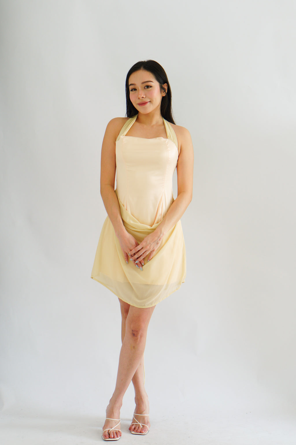 Golden Hour Halter Neck Mini Dress in Yellow