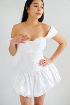 Dream Frost Bustier Corset Mini Bubble Dress in White