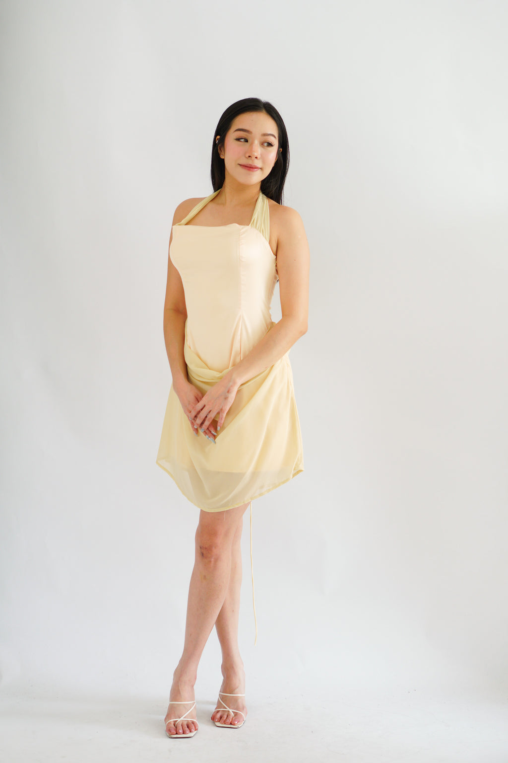 Golden Hour Halter Neck Mini Dress in Yellow