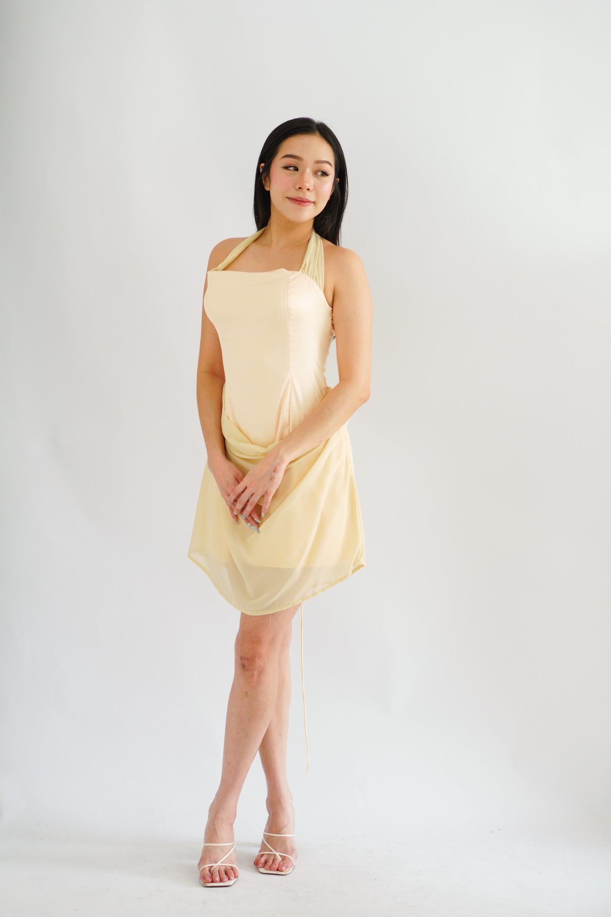 Golden Hour Halter Neck Mini Dress in Yellow