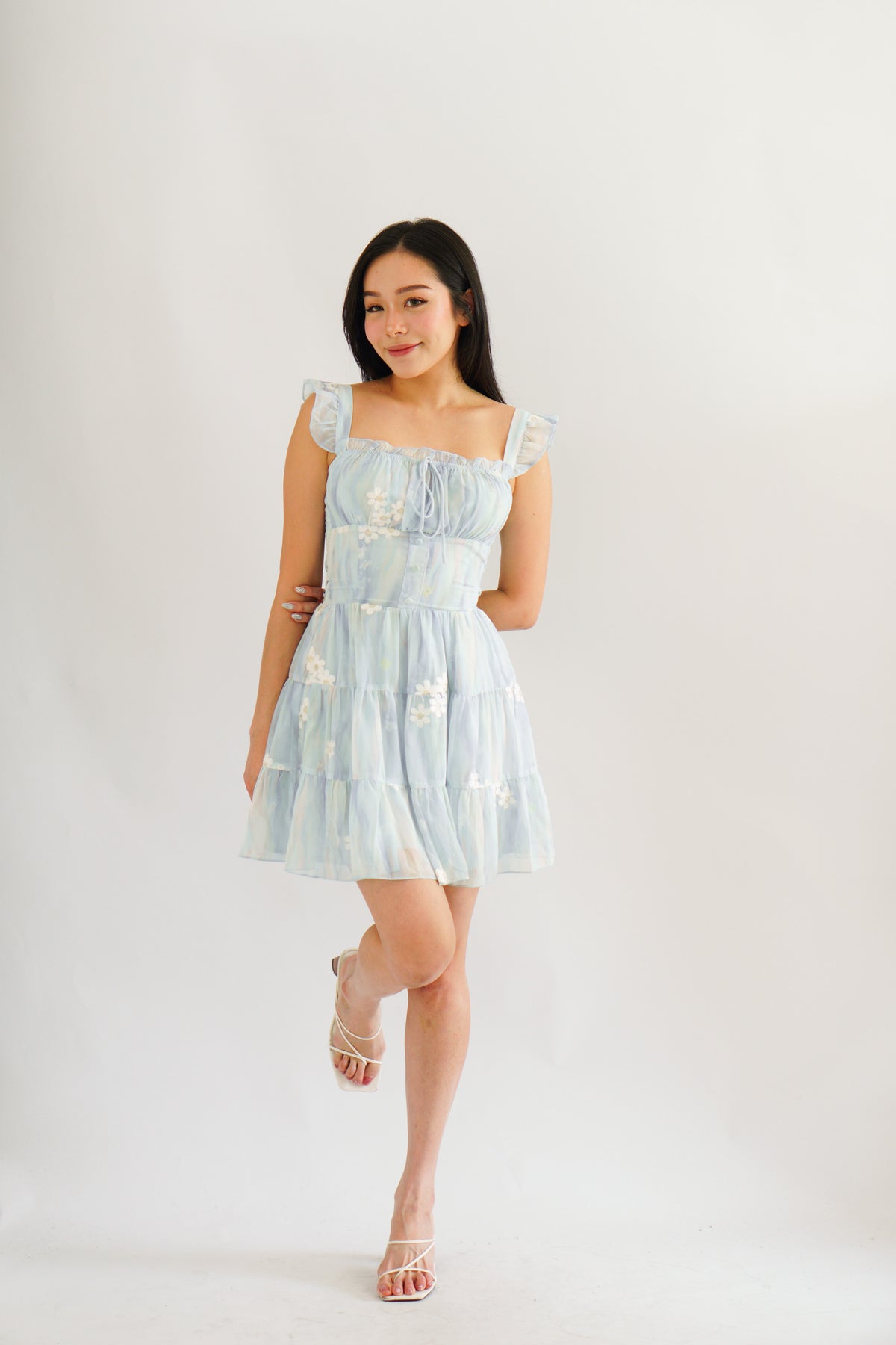 Cloudberry Floral Layered Dress in Blue