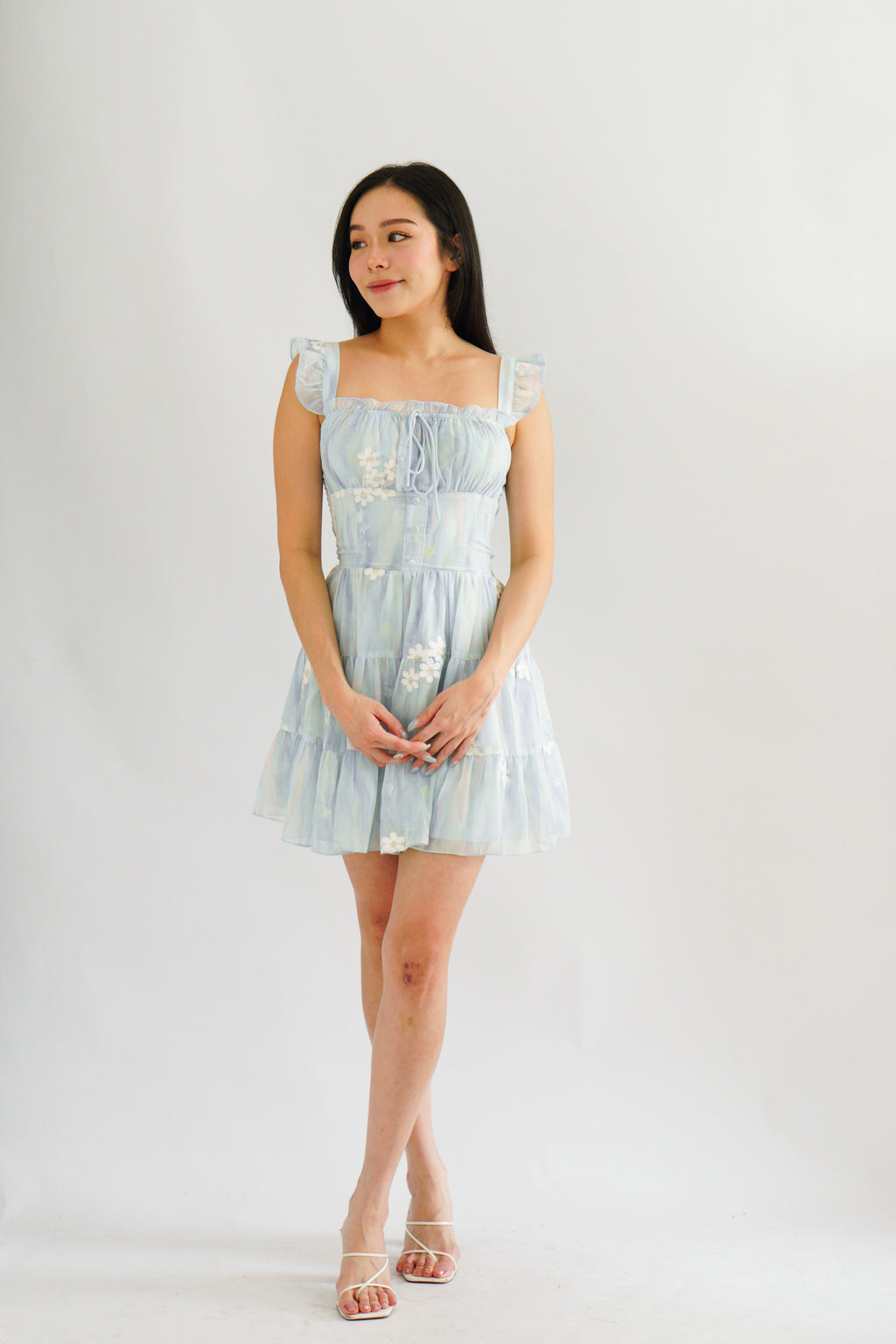 Cloudberry Floral Layered Dress in Blue