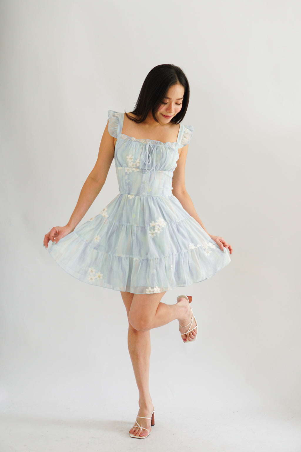 Cloudberry Floral Layered Dress in Blue