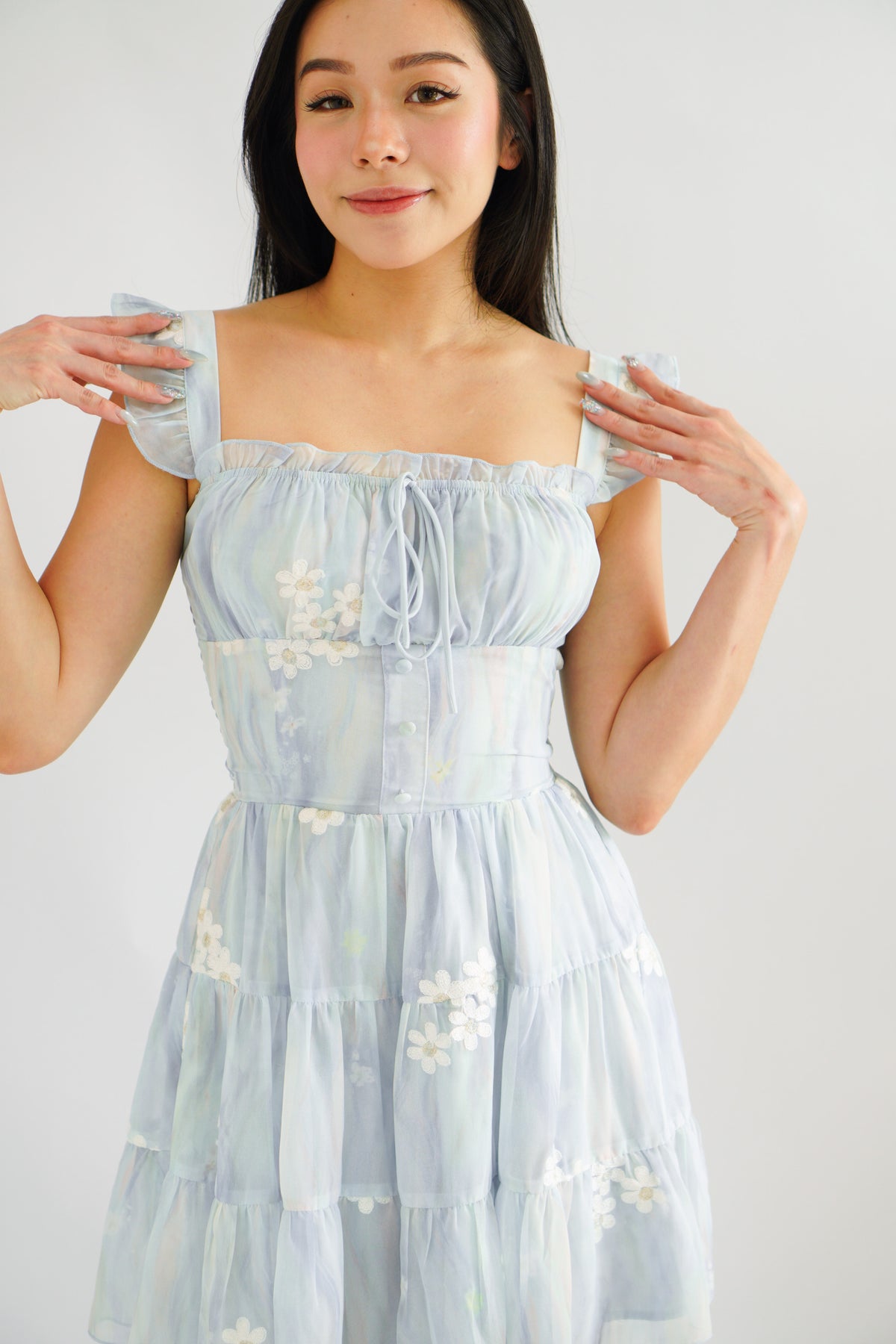 Cloudberry Floral Layered Dress in Blue