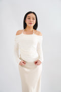 Nyra Faux 2 Piece Long Sleeve Lace Top in Cream