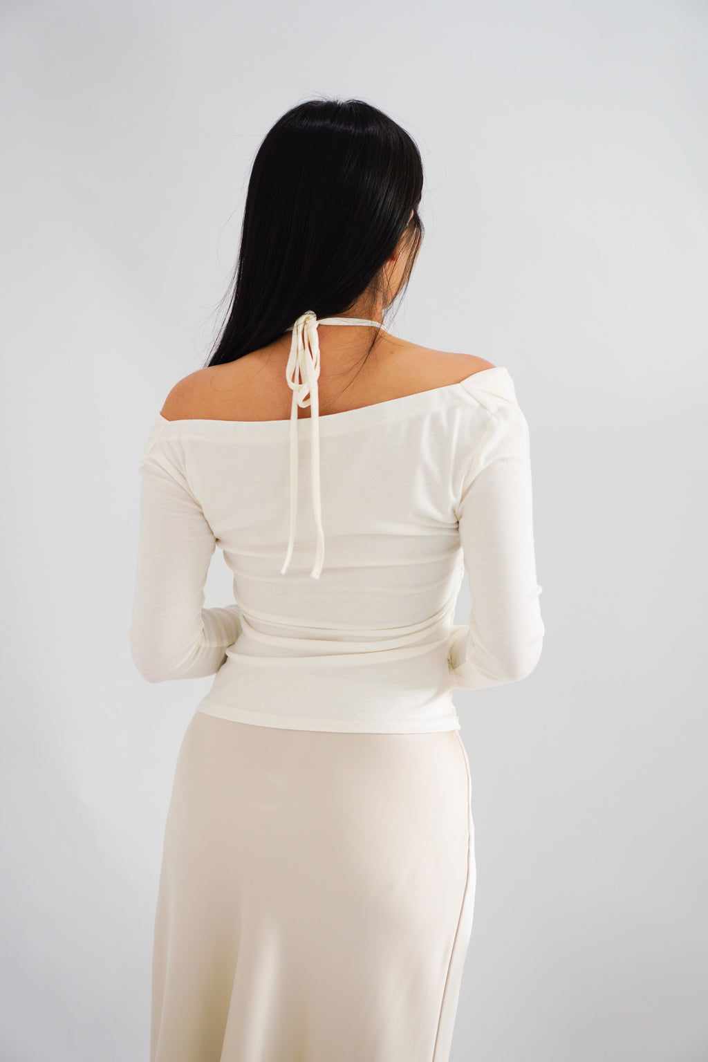 Nyra Faux 2 Piece Long Sleeve Lace Top in Cream