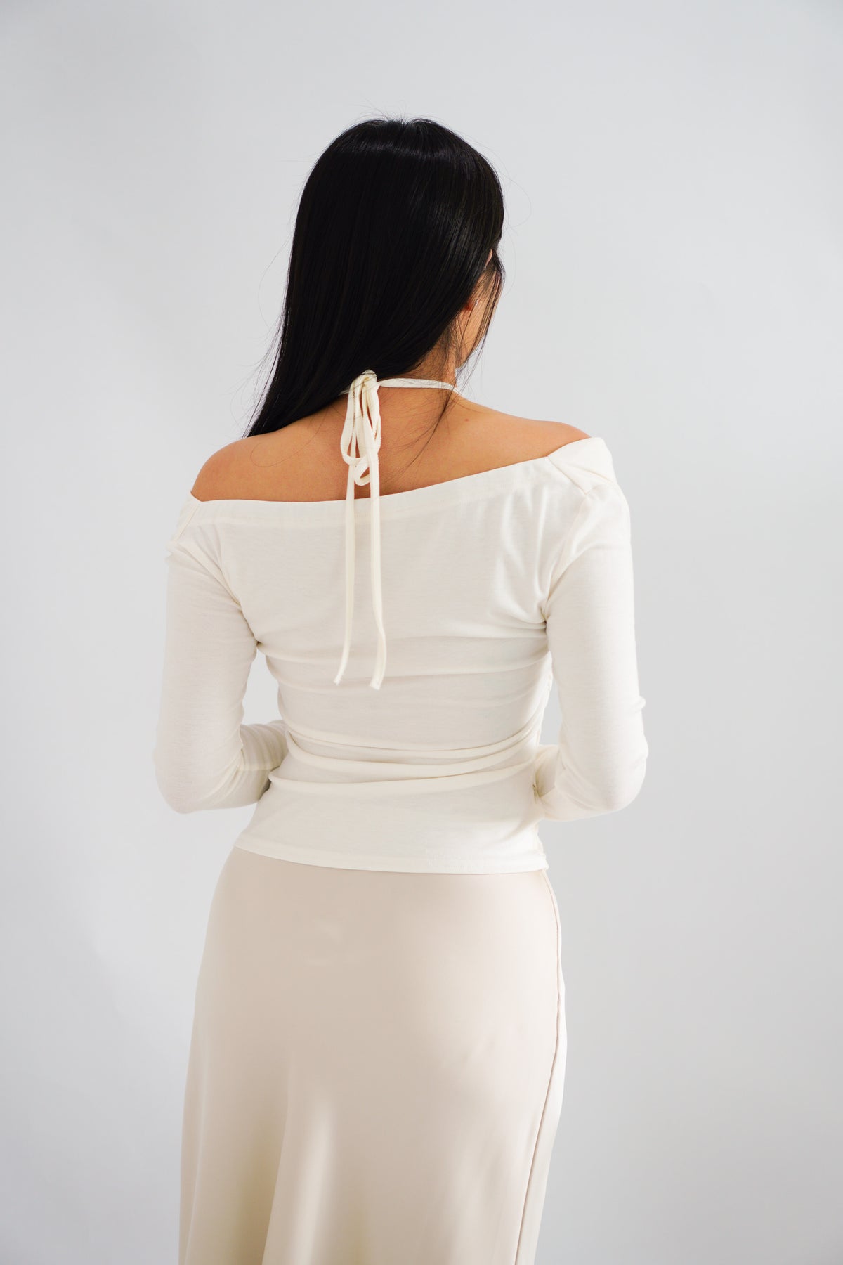 Nyra Faux 2 Piece Long Sleeve Lace Top in Cream