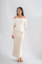 Nyra Faux 2 Piece Long Sleeve Lace Top in Cream