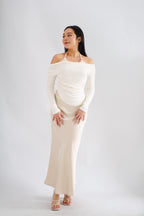 Nyra Faux 2 Piece Long Sleeve Lace Top in Cream