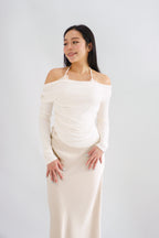Nyra Faux 2 Piece Long Sleeve Lace Top in Cream