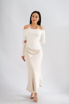Nyra Faux 2 Piece Long Sleeve Lace Top in Cream
