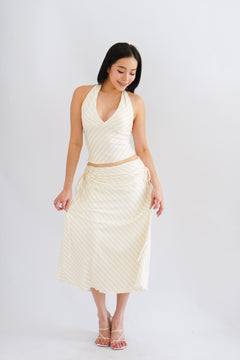 Leia Stripes 2 Piece Skirt Set in Yellow