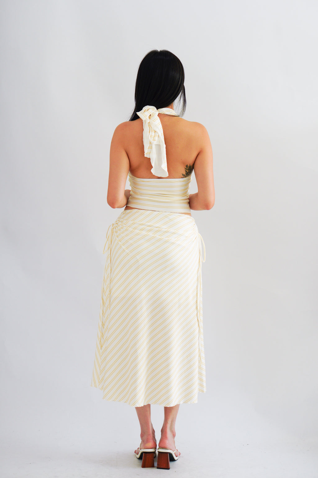Leia Stripes 2 Piece Skirt Set in Yellow