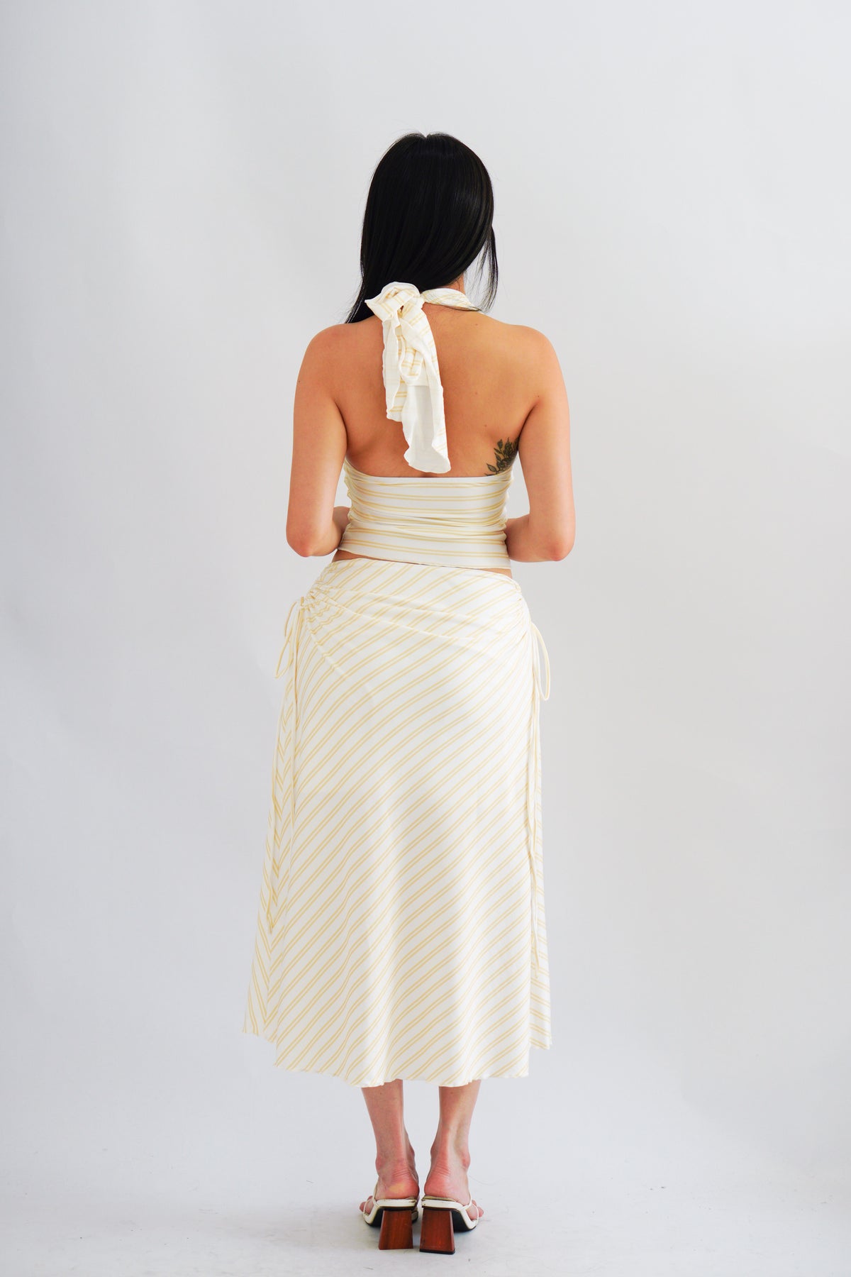 Leia Stripes 2 Piece Skirt Set in Yellow