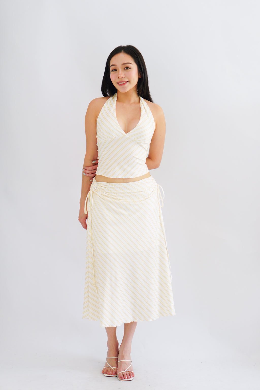 Leia Stripes 2 Piece Skirt Set in Yellow