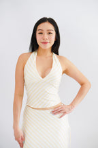 Leia Stripes 2 Piece Skirt Set in Yellow