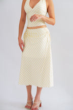 Leia Stripes 2 Piece Skirt Set in Yellow