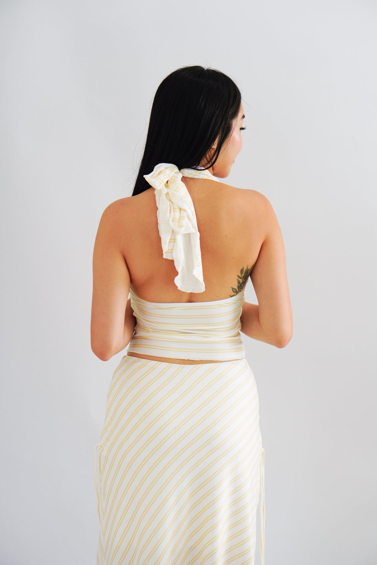 Leia Stripes 2 Piece Skirt Set in Yellow