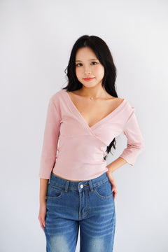 Miss Nara Mid Long Sleeve Top in Pink