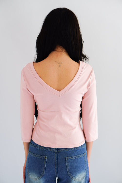 Miss Nara Mid Long Sleeve Top in Pink