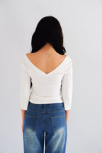 Miss Nara Mid Long Sleeve Top in White