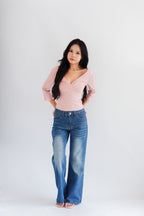 Miss Nara Mid Long Sleeve Top in Pink