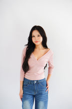Miss Nara Mid Long Sleeve Top in Pink
