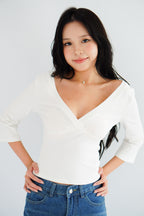 Miss Nara Mid Long Sleeve Top in White