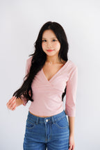 Miss Nara Mid Long Sleeve Top in Pink