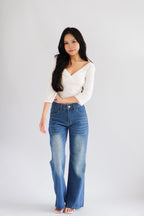 Miss Nara Mid Long Sleeve Top in White