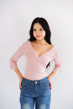 Miss Nara Mid Long Sleeve Top in Pink