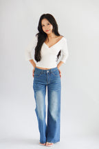 Miss Nara Mid Long Sleeve Top in White