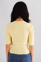 Jeanna V Neck Mid Sleeve Top in Yellow