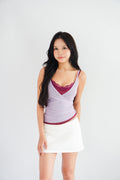 Cam Faux 2 Layer Mesh Lace Camisole Top in Purple