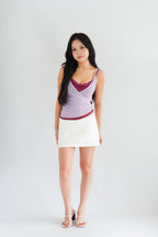 Cam Faux 2 Layer Mesh Lace Camisole Top in Purple