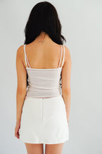 Cam Faux 2 Layer Mesh Lace Camisole Top in Pink