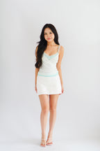 Cam Faux 2 Layer Mesh Lace Camisole Top in Teal Green