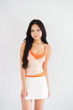 Cam Faux 2 Layer Mesh Lace Camisole Top in Orange