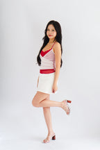 Cam Faux 2 Layer Mesh Lace Camisole Top in Red