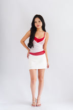 Cam Faux 2 Layer Mesh Lace Camisole Top in Red