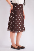 Calista Polkadot Midi Skirt in Brown