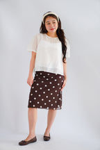 Calista Polkadot Midi Skirt in Brown