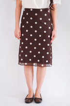 Calista Polkadot Midi Skirt in Brown