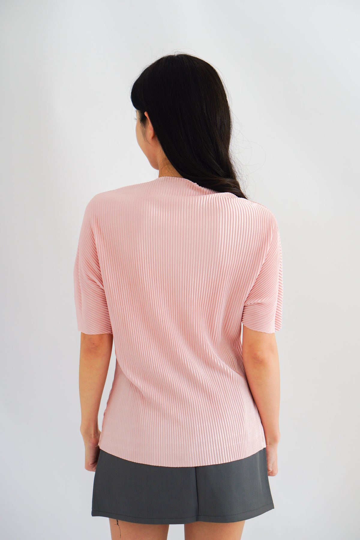 Maureen Pleated High Neck Top in Pink