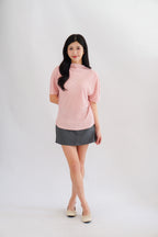Maureen Pleated High Neck Top in Pink