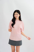 Maureen Pleated High Neck Top in Pink