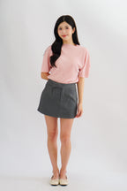 Maureen Pleated High Neck Top in Pink